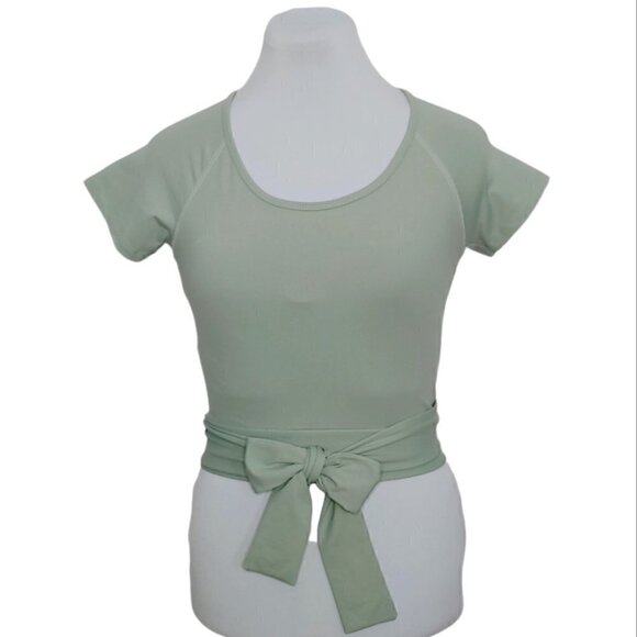 NWT MANGO Sage green virgil yoga active crop top - Picture 2 of 11